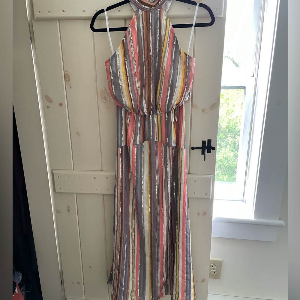 House of Harlow 1960 Pink and Gray Halter Sundress